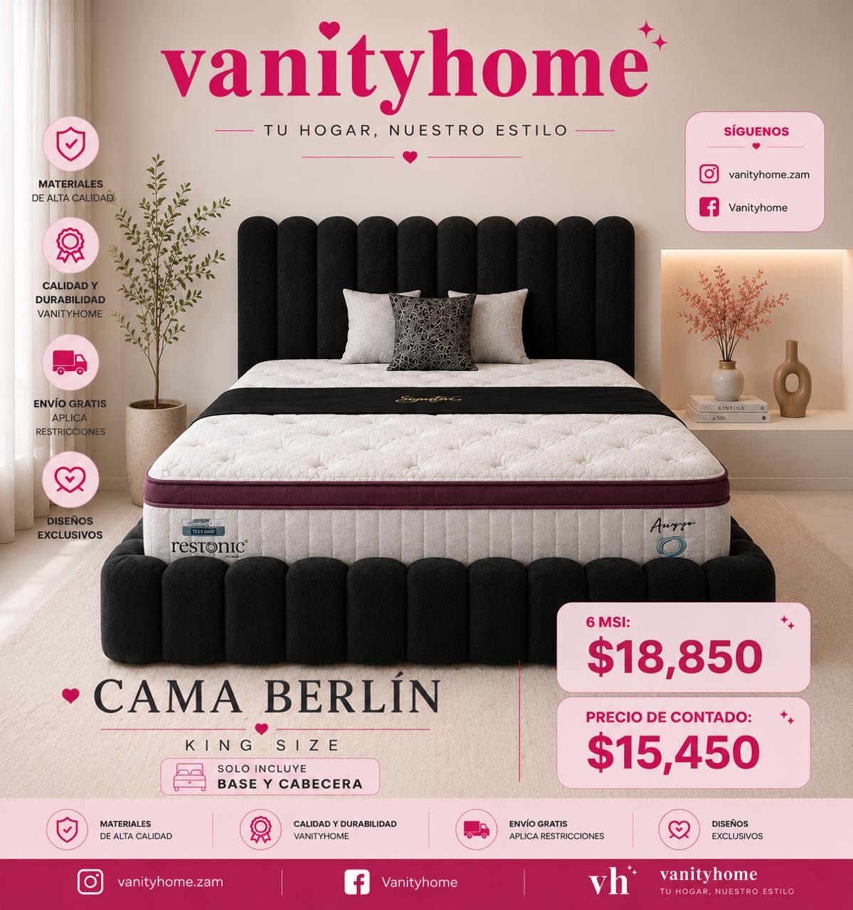 Cama Berlin Negro King Size