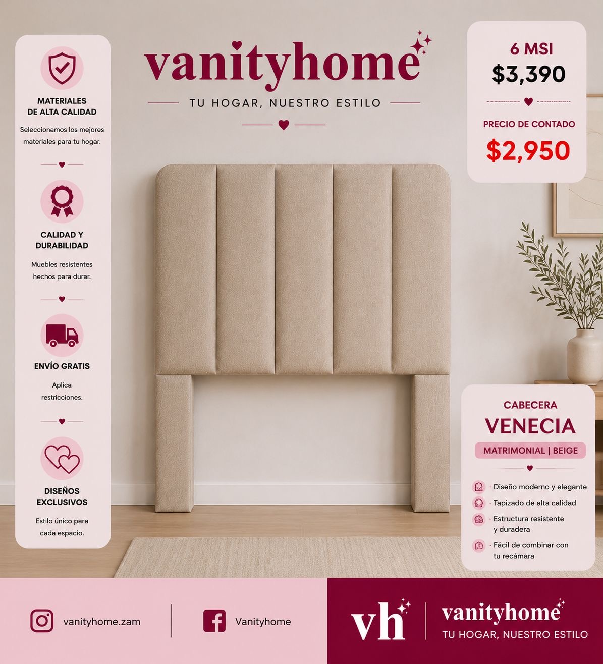 Cabecera Matrimonial Beige