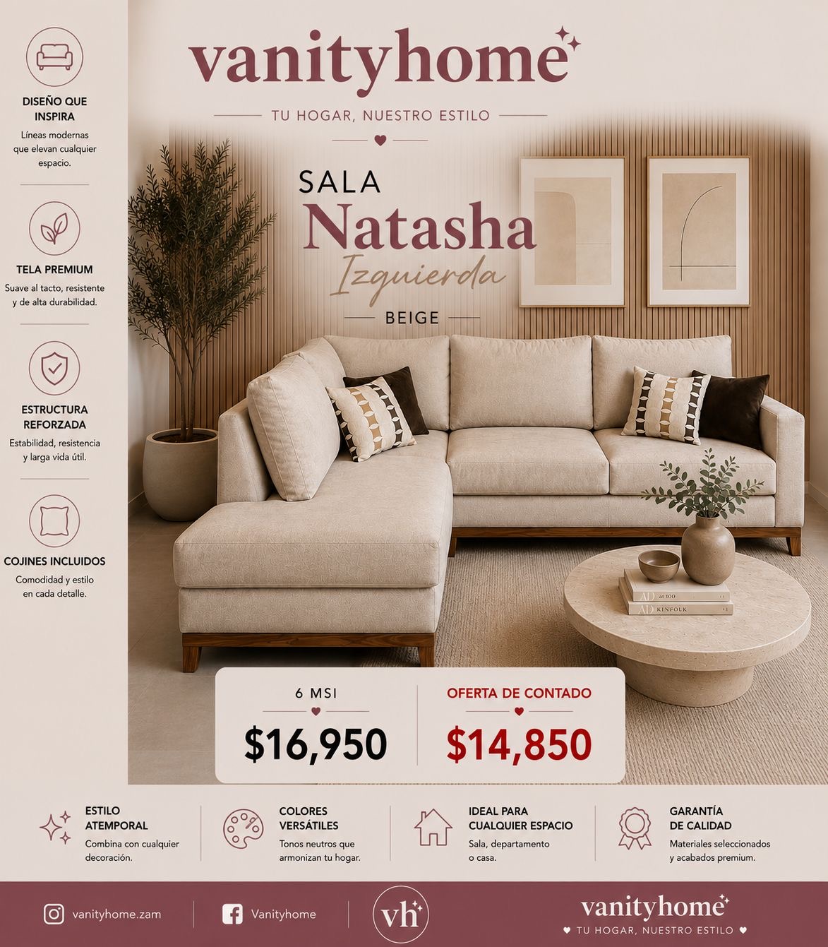 Sala Natasha Beige Izquierda